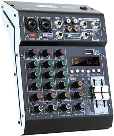 DJ Mixer - Geluidsconsole - Muziek Maken - 99 DSP Effecten - 4 Kanalen - Zwart