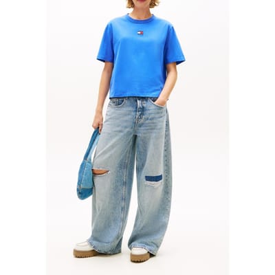 Tommy Hilfiger Boxy Badge Tee Empire Blue Größe: XS | Hemden Outlet | Damen | Blau