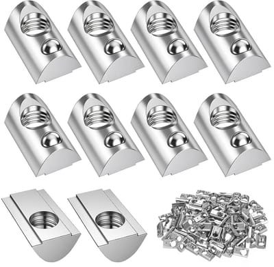 M6 T-Sleufmoeren voor Aluminium Profiel, Groefmoeren met Bal, Ideaal voor 3D Printers en CNC Machines, Geschikt voor 20 x 20 Profielen