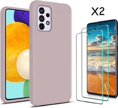 Hoesje Geschikt Voor Samsung Galaxy A53 hoesje silicone soft cover Pink Sand - Hoesje Geschikt Voor Samsung Galaxy A53 5G Silicone colour hoesje - Galaxy A53 case Liquid Nano Silicone cover - A53 Screenprotector 2 pack