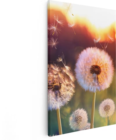 Artaza Canvas Schilderij Paardenbloem - 80x120 cm - Groot - Wanddecoratie Zonsondergang - Muurdecoratie Natuur - Schilderijen Op Canvas