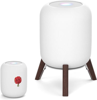Stijlvolle houten standaard voor HomePod 2 met stofkap, antislip ontwerp en stevige metalen tripod voor optimale geluidsweergave