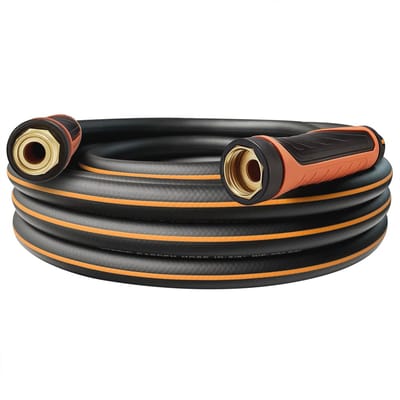 Hybride Tuinslang - Flexibele Waterslang - Tuin Bewateren - 360° Draaibare Handgreep - 25 FT - Zwart Oranje