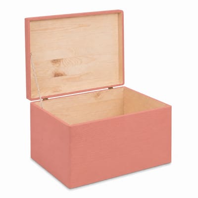 HAUDT® Houten kist KIM MAXI Framboos met klepdeksel - 39,5 x 29,5 x 23 cm - opbergkist zonder handvatten - volledig gesloten