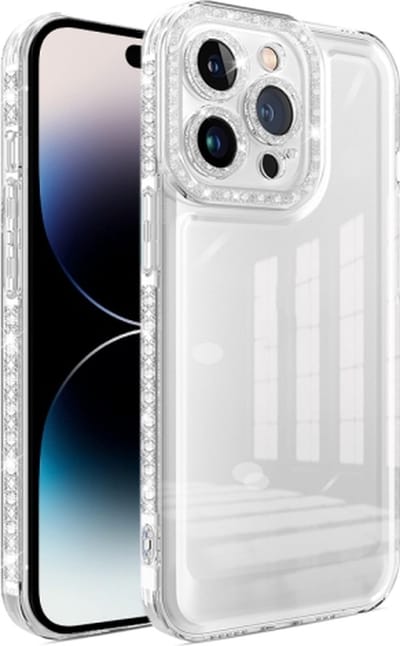 Diamond Space Geschikt voor: Apple iPhone 14 Pro - TPU Glitter case - transparant - Hoesje met glitter - Siliconen backcover case - Glitters