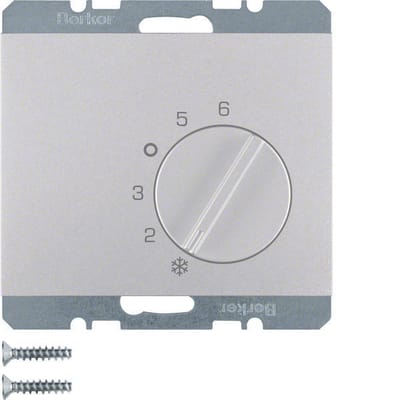 Hager Berker kamerthermostaat met omschakelcontact K5 aluminium - 20267103