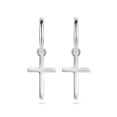 Zilver Gerhodineerd Oorringen Kruis 1334763