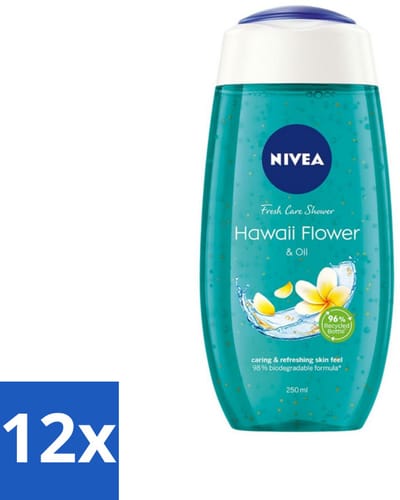 NIVEA - Douchegel - Hawaii Bloem & Olie - Verzorgend & Verfrissend - 250 ml - Voordeelverpakking - 12 stuks