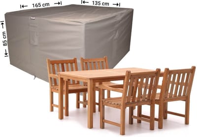 Raffles Covers Tuinsethoes - 165 x 135 H: 85 cm - RDS165135 - Waterdicht - Ademend - UV-bestendig - Elastisch rijgkoord - Beschermhoes tuinmeubelen - Hoes voor tafel en stoelen