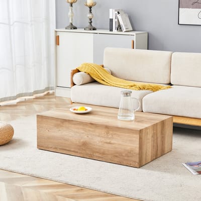 DESMIU Salontafel - Rechthoekig Ontwerp Met Houtnerfstructuur - Voor Woonkamer En Kleine Gezelschappen - MDF - Houtkleur - 90x50x30 Cm