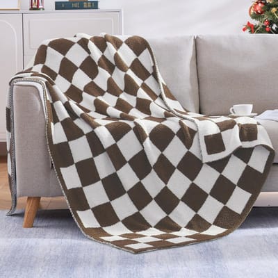 Zachte Pluizige Deken voor Bank, Bed en Camping - 127 x 179 cm, Koffiebruin
