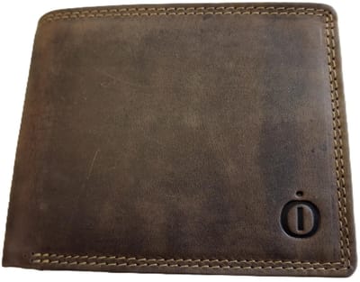 OI Hunter bruine lederen heren portemonnee / kleinere maat billfold laag model / herenbeurs voor 8 pasjes / anti skim / Hunter bruin / 181H