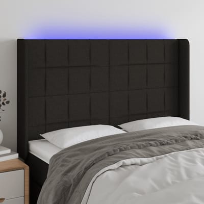 vidaXL - Hoofdbord - LED - 147x16x118/128 - cm - stof - zwart