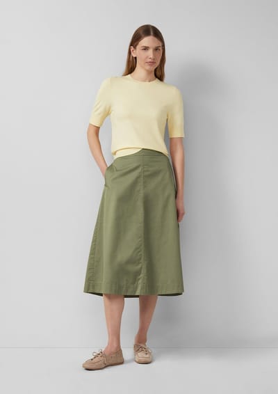 Korte Midi Rok van Katoen met Elastische Taille en Paspoilvakken Dames s.Oliver
