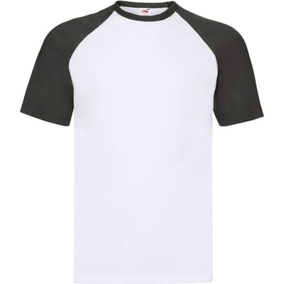 Fruit of the Loom Unisex Volwassen Contrast Honkbal T-shirt (Wit/zwart)