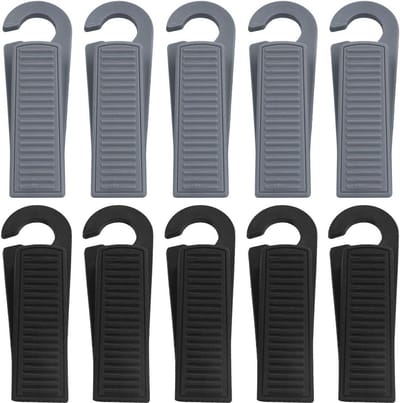 Set van 10 Rubberen Deurstoppers Antislip en Anti-Botsing Zwart en Grijs