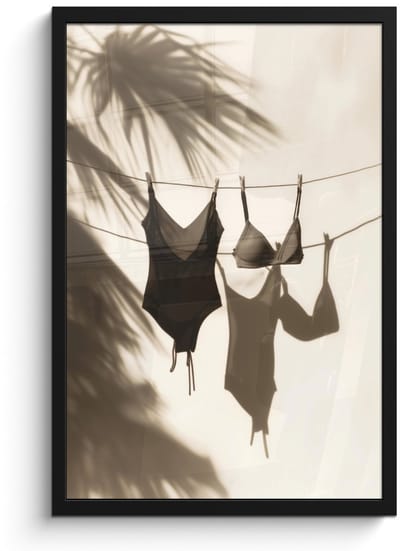 Poster in lijst - Fotolijst 40x60 cm - Posters - Badkleding - Palmbomen - Schaduw - Tropisch - Posterlijst zwart - Decoratie - Wanddecoratie woonkamer - Muurdecoratie slaapkamer