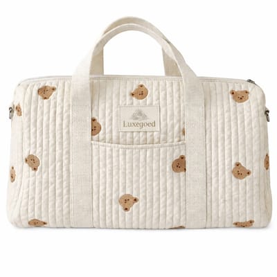Luxegoed® Luiertas Schoudertas – Verzorgingstas voor Baby – XL Luiertas met Kinderwagenhaken & Schouderband – Konijntje Design – Ruime Opbergvakken – Unisex Baby Tas