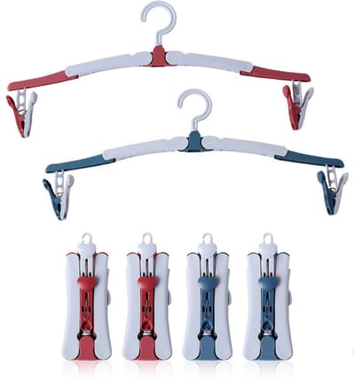 EXCITAT 4 stuks kledinghangers — Opvouwbare reishangers — Draagbare droogrekken — 360° draaibaar — Antislip ontwerp — Ruimtebesparend — Geschikt voor thuis, hotels, reizen en kamperen
