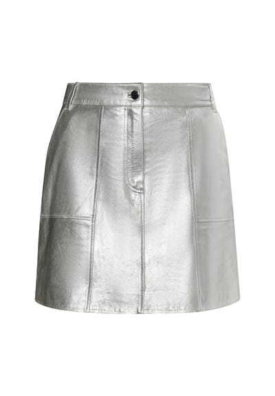 Faina Leren rok Dames zilver