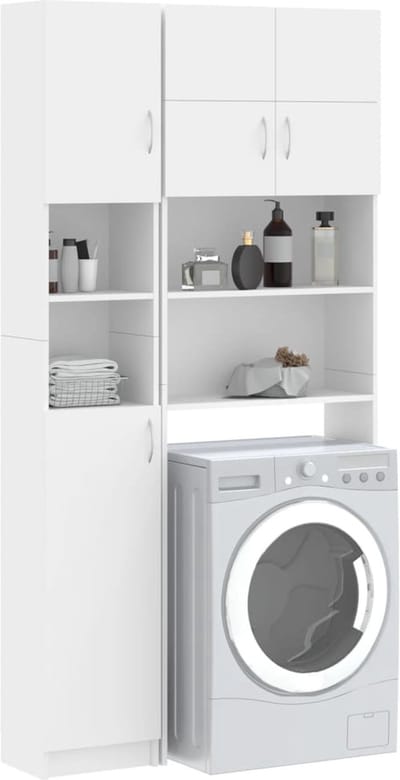 Wasmachine ombouw - Kast - Opbouwmeubel - Verhoger - Wasmachine meubel - Opbergkast - Hout - Wit
