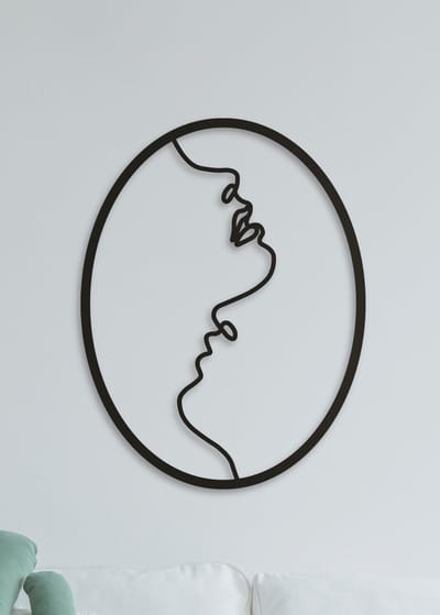 Wanddecoratie | Couple in oval - XL (61x80cm)