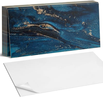 Coloray Plaktegels - Abstract patroon met golven Zelfklevende Wandtegels - 40 cm x 20 cm - Marine Plaktegels - 10 stuks - Rechthoek PVC Tegels - Plaktegels Badkamer - Vloertegels Zelfklevend - Vinyl Tegels - Portugese Tegels