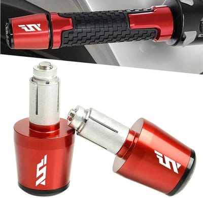 Motorfiets Stuuruiteinden - Stuurgewichten Set - Motor Beschermen - CNC Aluminium - 2 stuks - Rood