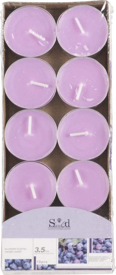 Arti Casa Geurtheelichtjes - 10x stuks - blauwe bes - lilapaars - was - 3,5 uur