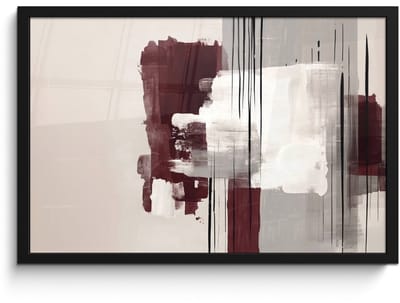 Poster in lijst - Fotolijst 60x40 cm - Posters - Penseelstreken - Abstract - Lijnen - Rood - Posterlijst zwart - Decoratie - Wanddecoratie woonkamer - Muurdecoratie slaapkamer