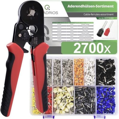 Quadrios 23T045 Assortiment adereindhulzen 0.5 mm², 0.75 mm², 1 mm², 1.5 mm², 2.5 mm², 4 mm², 6 mm², 10 mm² Deels geïsoleerd 1 set(s)