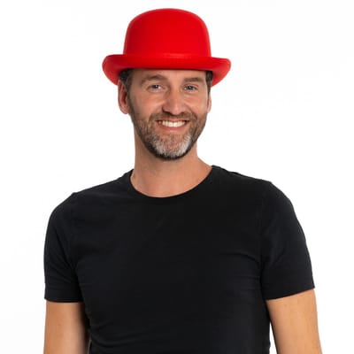 Partychimp voordeelverpakking 6 pack Bolhoed Satijn Hoedje Carnaval Accessoires voor bij Carnavalskleding Dames Carnavalskleding Heren Verkleedkleren Volwassenen - Rood – Polyester - 6 pack