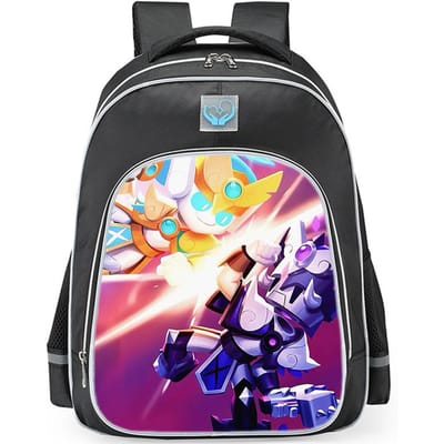 Brawl Stars Kleurrijke Geestenhond Print Zwarte Achtergrond Sci-Fi Stijl Dubbelzijdige Reflecterende Strip Grote Capaciteit Schooltas reflective black - large