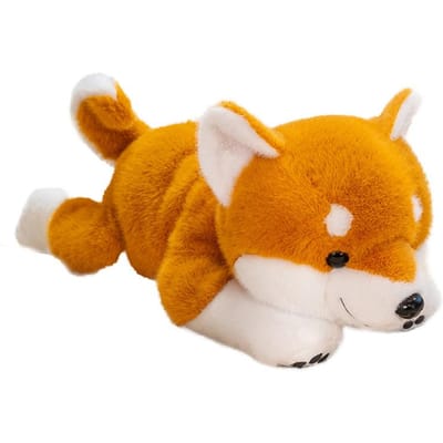 Zacht Anime Shiba Inu Hond Pluche Speelgoed Knuffeldier Liggend Puppy Cartoon Kussen Kussen voor dutje Slaapkussen Cadeau 30cm orange