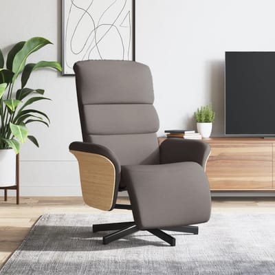 vidaXL - Fauteuil - verstelbaar - met - voetensteun - stof - taupe