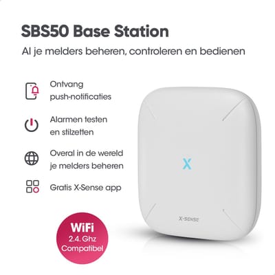 X-Sense SBS50 Base station - WiFi gateway - Voor de XS01-M Rookmelder en XC01-M Koolmonoxidemelder - Smart home - Werkt via app