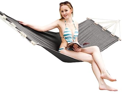 Hangmat tot 100 kg voor 1 persoon - 190x80cm - Perfect voor buiten of binnen - Comfortabele staafhangmat - Tuin en balkon