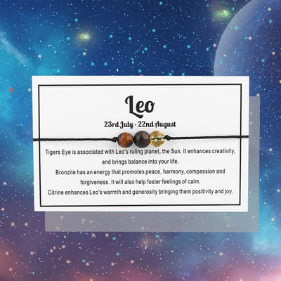 Bixorp Leeuw / Leo Sterrenbeeld Armband - Cadeau Armbandje met Edelstenen Kralen - Tijgeroog, Bronziet & Citrien