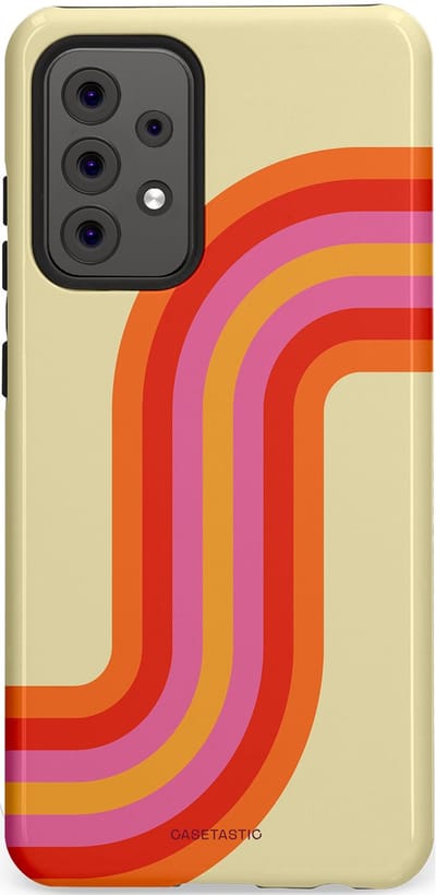 Casetastic hoesje geschikt voor Samsung Galaxy A52 (2021) 5G / Samsung Galaxy A52 (2021) 4G - Dubbellaagse bescherming - Retro bocht - Fashion Case - Zand Rood Oranje Roze