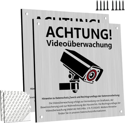 Waarschuwingssticker Videobewaking 2 Stuks 15x15 cm voor Privégrondstuk