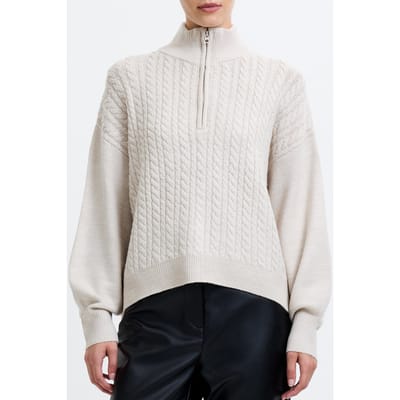 French Connection Babysoft Cable Half Zip Oatmeal Mel Größe: XS | Pullover Outlet | Damen