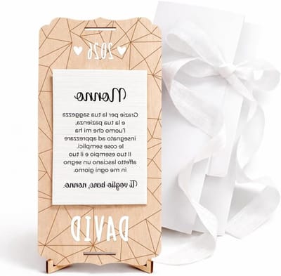 SnelShoppen - Persoonlijke Houten Verjaardagskaart voor Opa, Cadeau voor Vaderdag, Met Strik, Envelop, Stand en Letters, Geld- of Fotocadeau