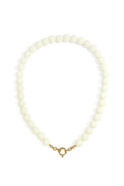 Bijoutheek Collier Kralen 12mm Statement White