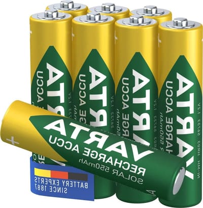 Oplaadbare Batterijen - Accu's AAA - Tuinverlichting - Gebruiksklaar - 550 mAh - Zilver