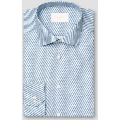 Eton Overhemd Fine Twill Micro Olive Pattern Mother of Pearl Buttons Licht Blauw / male