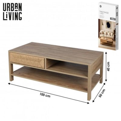 "BELLA" SALONTAFEL MET 1 LADE EN 1 NIS, MET TOUW, 100X50XH40CM