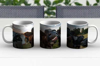Mok - Koffiemok - Koe - Dieren - Natuur - Uitstekende tong - Mokken - 350 ML - Beker - Koffiemokken - Theemok