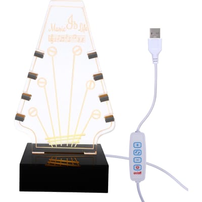 Porte-médiators lumineux avec base LED à changement de 3 couleurs Rangement et présentoir pour médiators Acrylique alimenté par USB