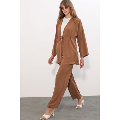 Twee-delig Wijd-Pijpen Kimono Set