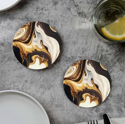 GR onderzetters voor glazen - Golden - Coffee - Vinyl - 6st